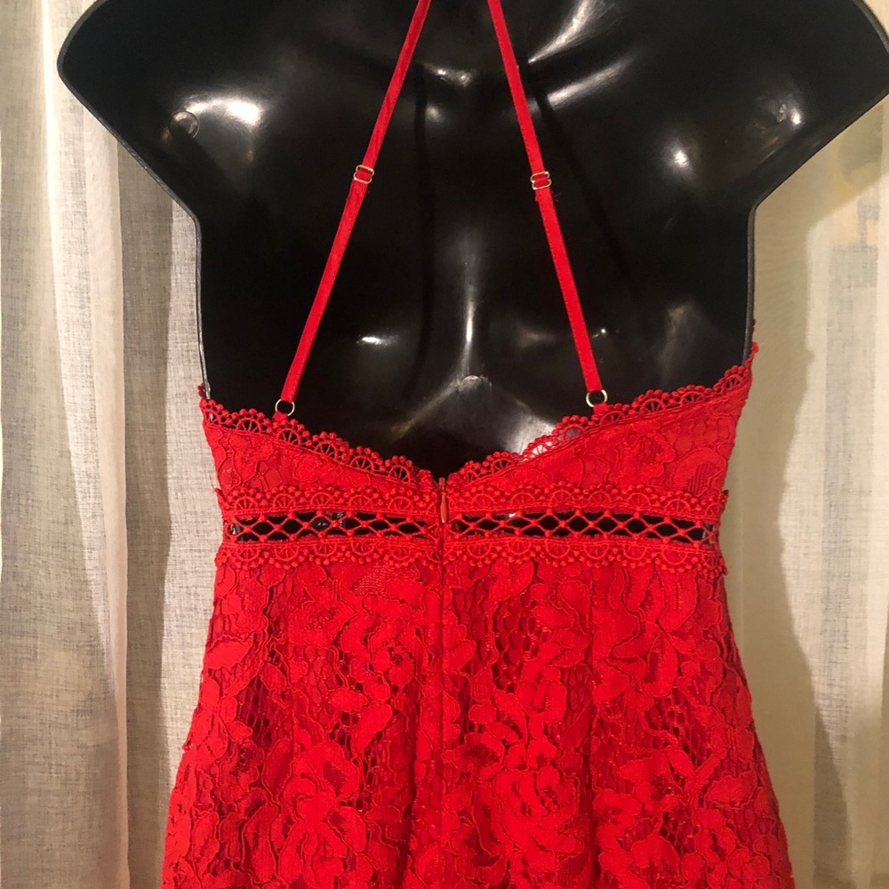 Mini red lace dress
